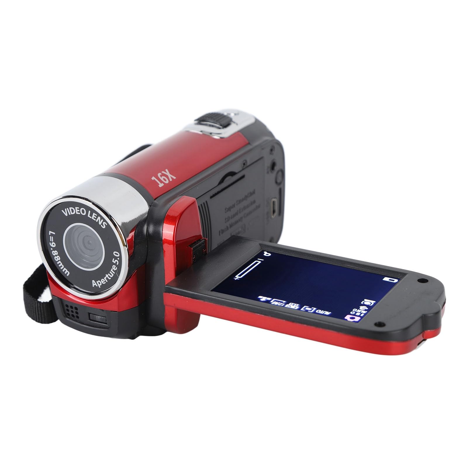 4K 48MP Brrnoo Handheld Video Camera Camcorder with Rotatable TFT Screen & 16x Digital Zoom - Perfect for Vlogging, YouTube Videos, Travel Recording & Home Movies (Red, Includes USB Cable)