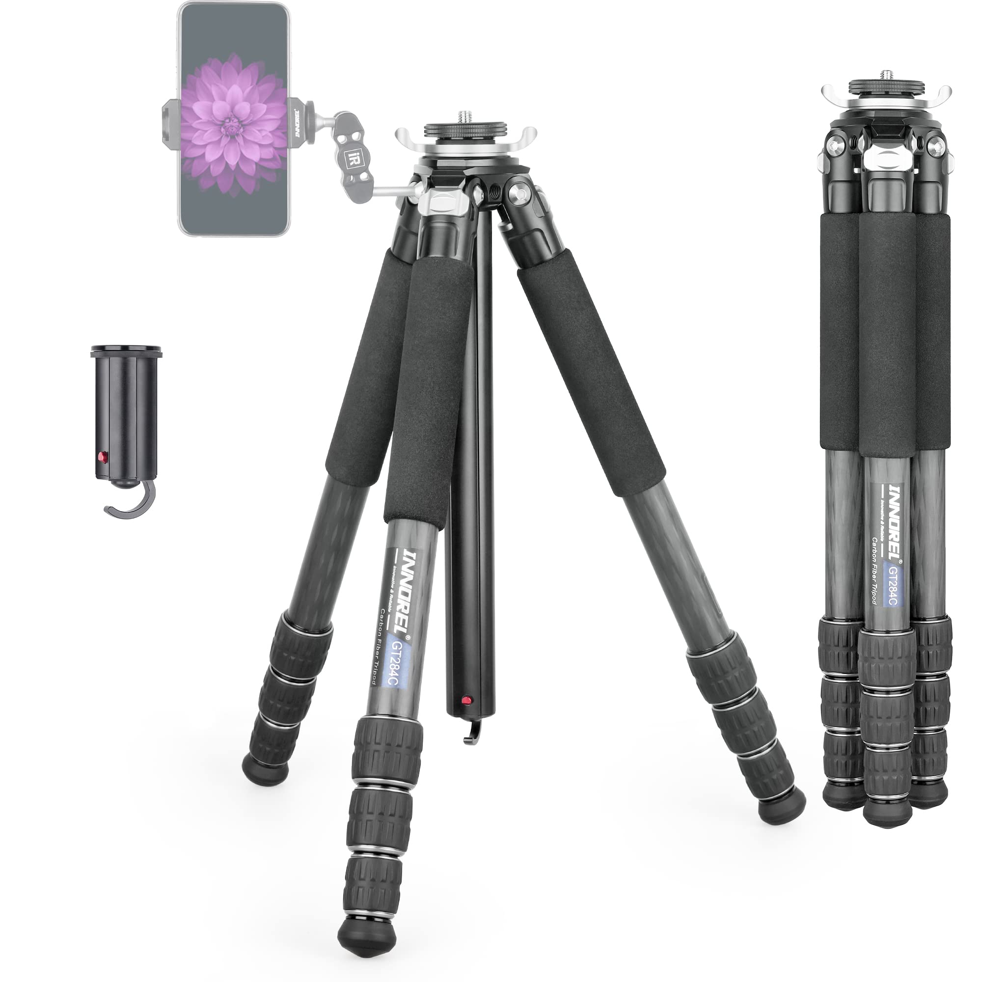INNOREL GT284C Carbon Fiber Tripod - Professional Compact & Portable DSLR Camera Stand with 29mm Tube, 44lbs Max Load - Perfect for Travel, Outdoor Photography & Heavy Duty Shooting