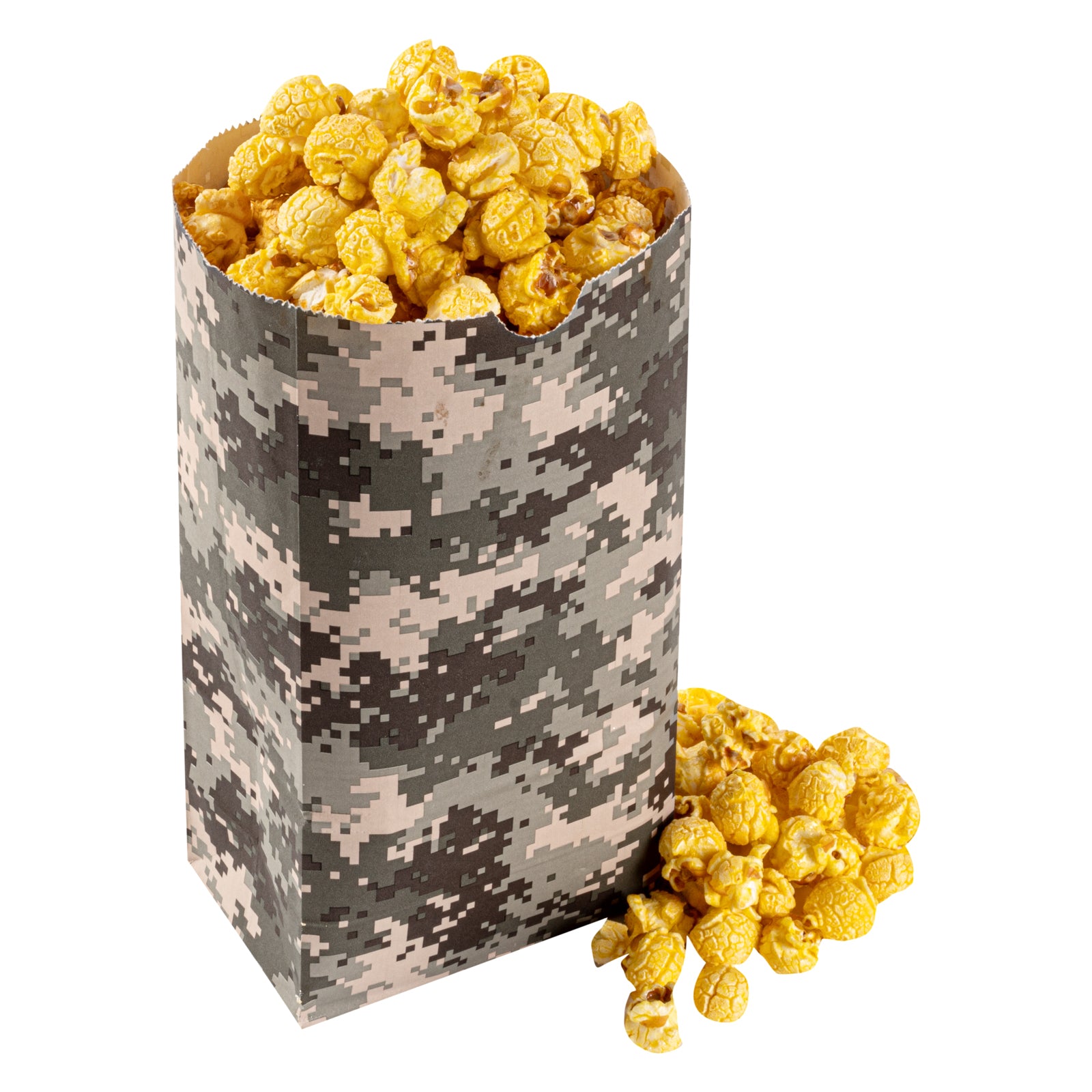 Camouflage Paper Bags 4 lb - 5 x 3.25 x 9.5 Inches - 100 Count Box | Eco-Friendly Kraft Gift Bags for Parties, Weddings & Retail Packaging