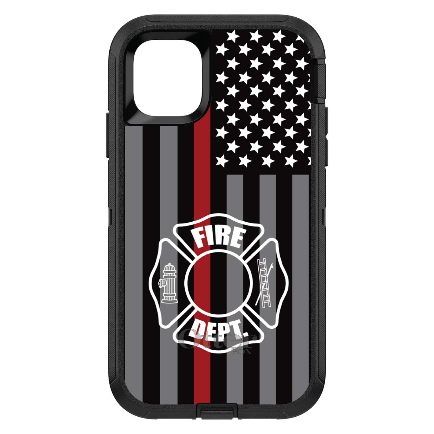 DistinctInk iPhone 13 Pro Case (6.1 Inch) - Slim Protective Cover with Thin Red Line Maltese Cross Design - Durable Replacement for OtterBox Defender - Show Support for First Responders - Perfect for Daily Use, Work & Outdoor Activities