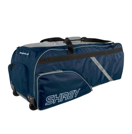 Shrey PRO Wheelie Cricket Kit Bag - Navy & Grey | Durable Cricket Equipment Bag for Travel & Practice | Perfect for Cricket Players & Coaches