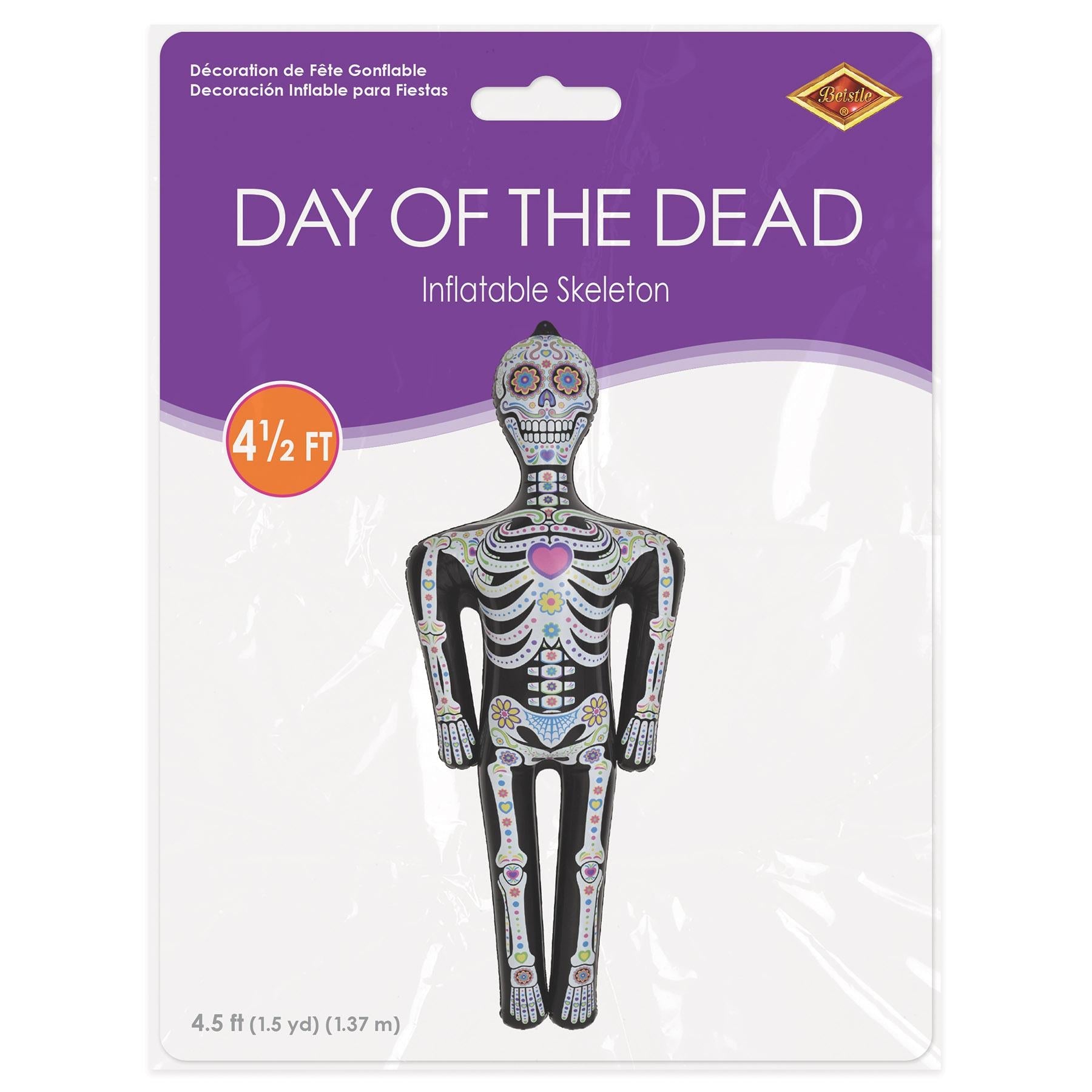 12 Pack Beistle Day of the Dead Inflatable Skeletons - Halloween Party Decorations for Indoor & Outdoor Decor, Dia de los Muertos Celebration Supplies
