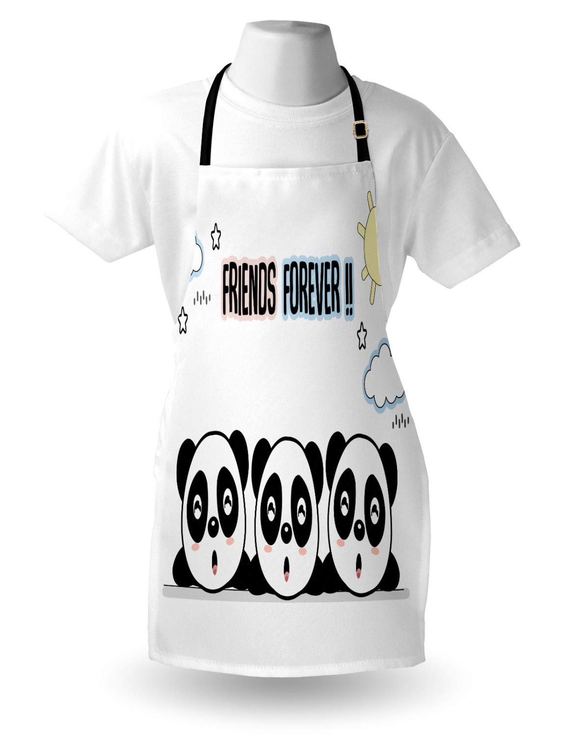 Ambesonne Panda Apron - Adjustable Unisex Kitchen Bib for Cooking & Gardening