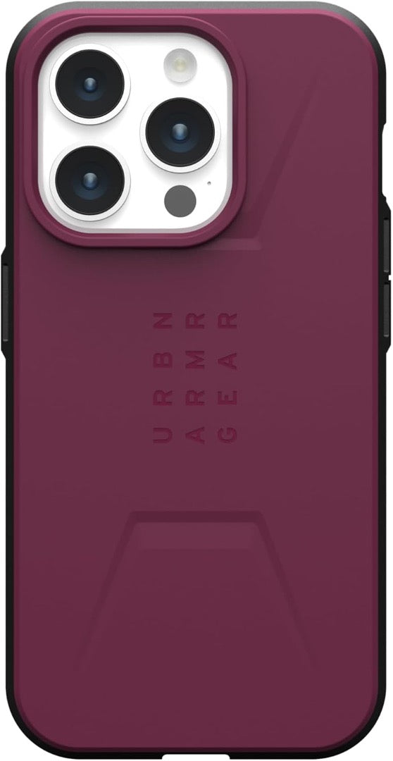 UAG Civilian Series MagSafe Compatible Case for iPhone 15 Pro - Bordeaux Red | Military-Grade Drop Protection | Perfect for Outdoor Adventures & Daily Use