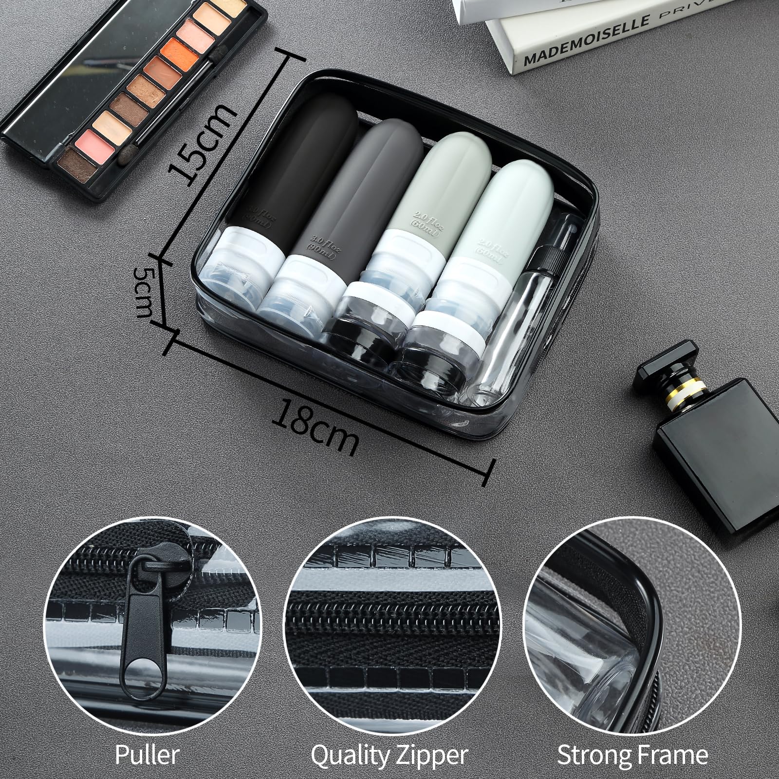 Gemice 16 Pack TSA Approved Leakproof Travel Bottles Set - Refillable Silicone Toiletry Containers with Travel Bag for Shampoo, Conditioner & Cosmetics | Perfect for Air Travel, Vacation & Gym Essentials