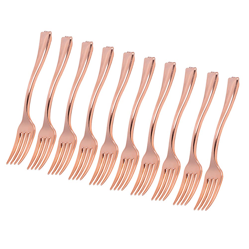 10-Pack Cabilock Disposable Mini Forks for Party Desserts, Cakes & Ice Cream | Elegant Plastic Cutlery for Weddings, Birthday Parties & Catering Events