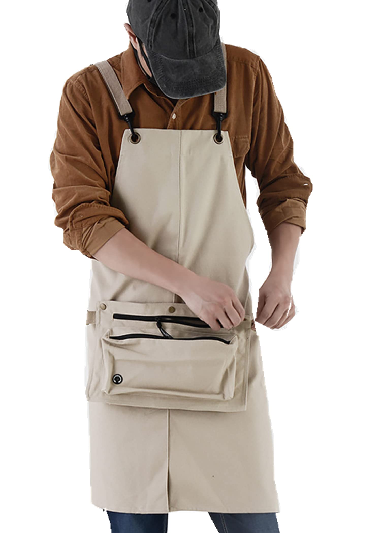Waterproof Cotton Canvas Kitchen Apron with Adjustable Strap & Portable Bag - Ideal for Cooking, Baking, BBQ, and Outdoor Grilling