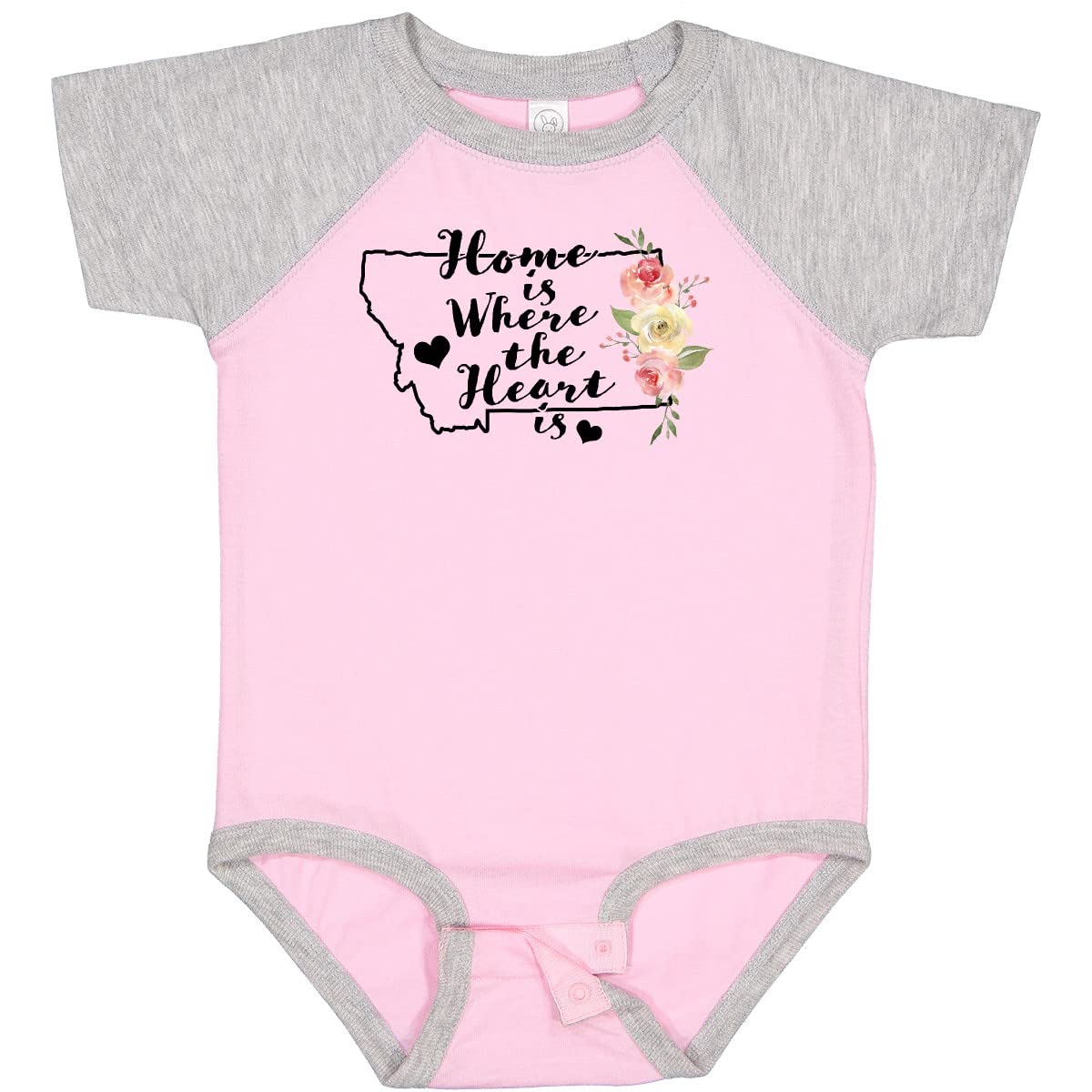 Inktastic Montana Home is Where The Heart is Watercolor Baby Bodysuit - Soft Cotton Onesie for Newborns & Infants - Perfect for Family Photos, Holidays & Everyday Wear