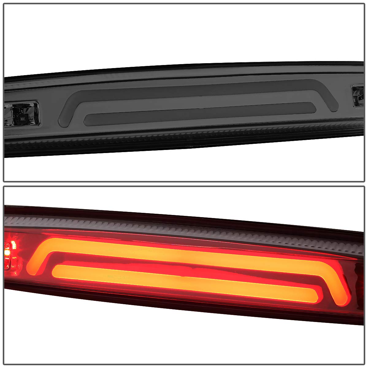 DNA Motoring TGL-DRAM03 3D LED Tailgate Brake Light - Red Smoked Lens, Universal Fit for Trucks & SUVs, High Visibility Safety Lamp for Night Driving & Off-Road Adventures