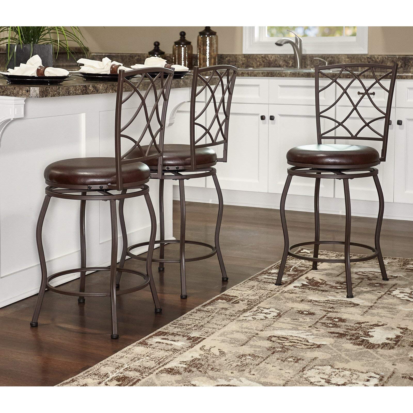 Adjustable Height Bar Stool with Full Back Support - 275 lbs Weight Capacity - Perfect for Bistros, Cafes, Living Rooms & Home Bars - Durable Counter Stool for Kitchen Island, Dining Room & Commercial Use
