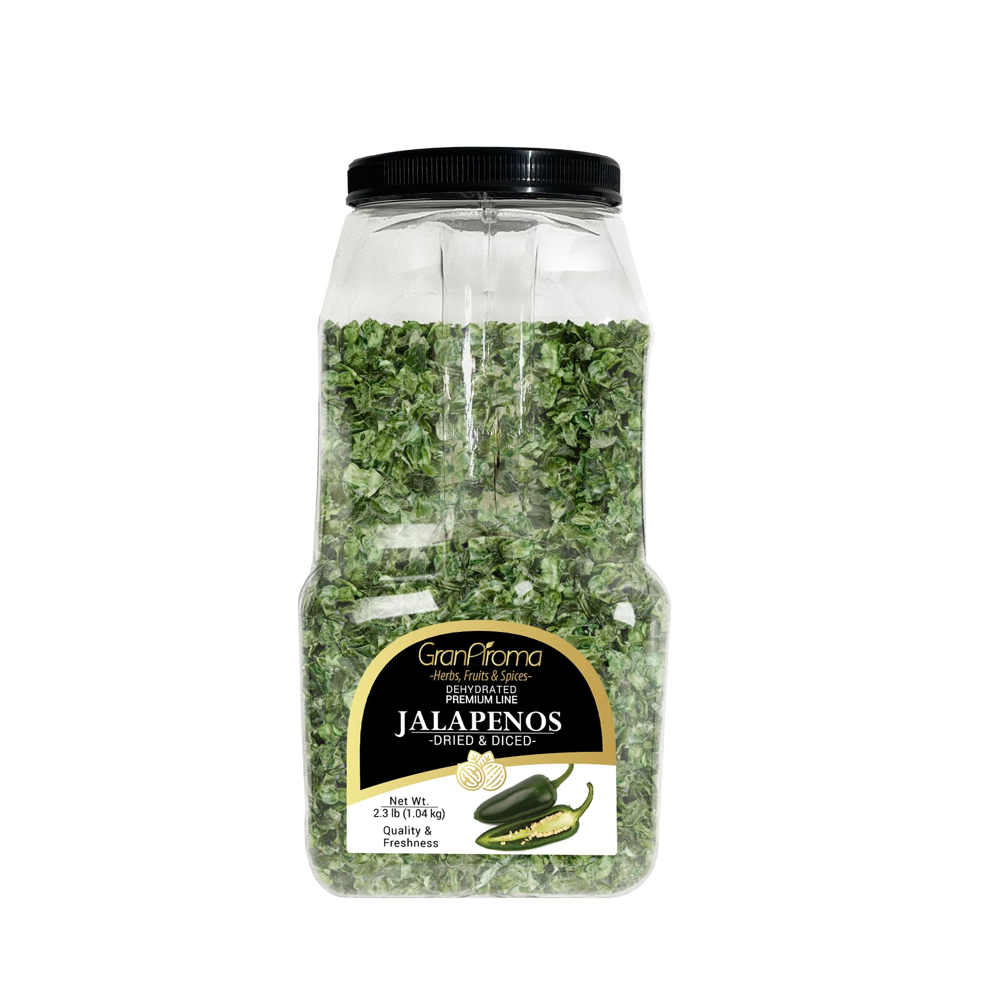 GranAroma Diced Jalapenos - Spicy & Flavorful Peppers for Cooking, Toppings, Salsas & Mexican Dishes - 2.3 Pound Bulk Pack - Perfect for Nachos, Tacos, Burgers & Pizza Toppings