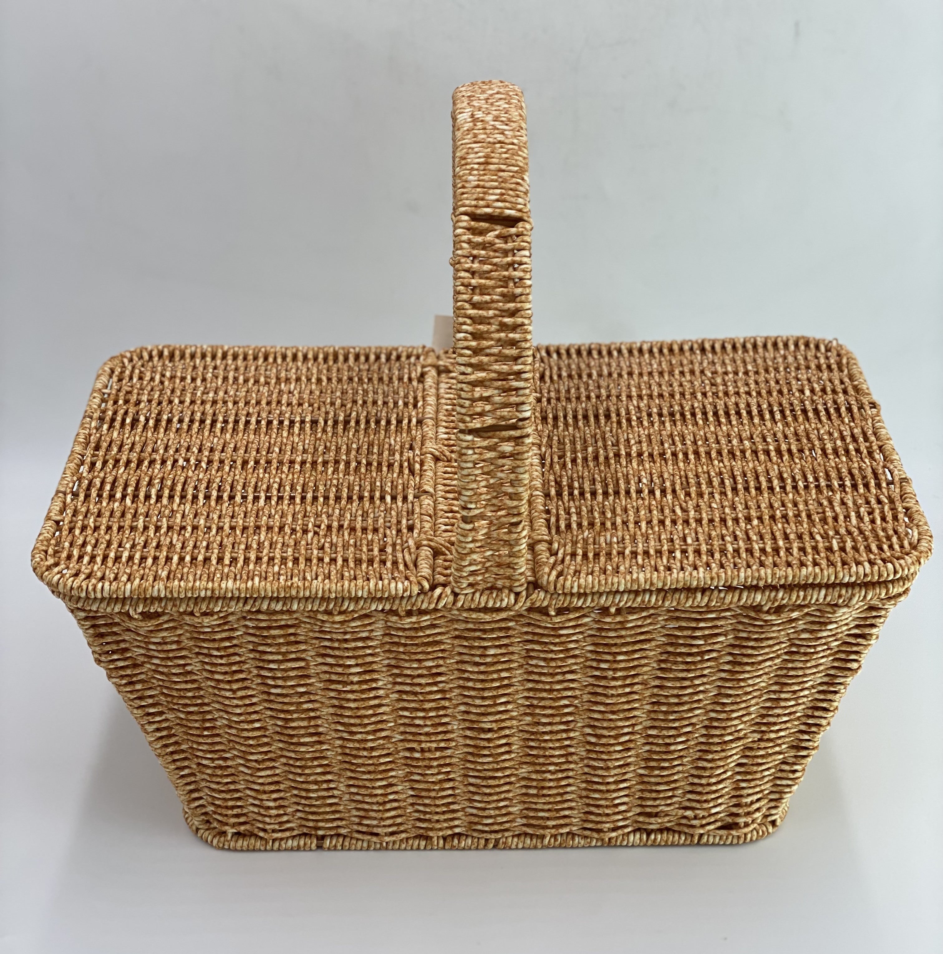 16x10x14 Wooden Picnic Basket - Classic Rectangle Design for Outdoor Picnics, Beach Trips & Camping Essentials