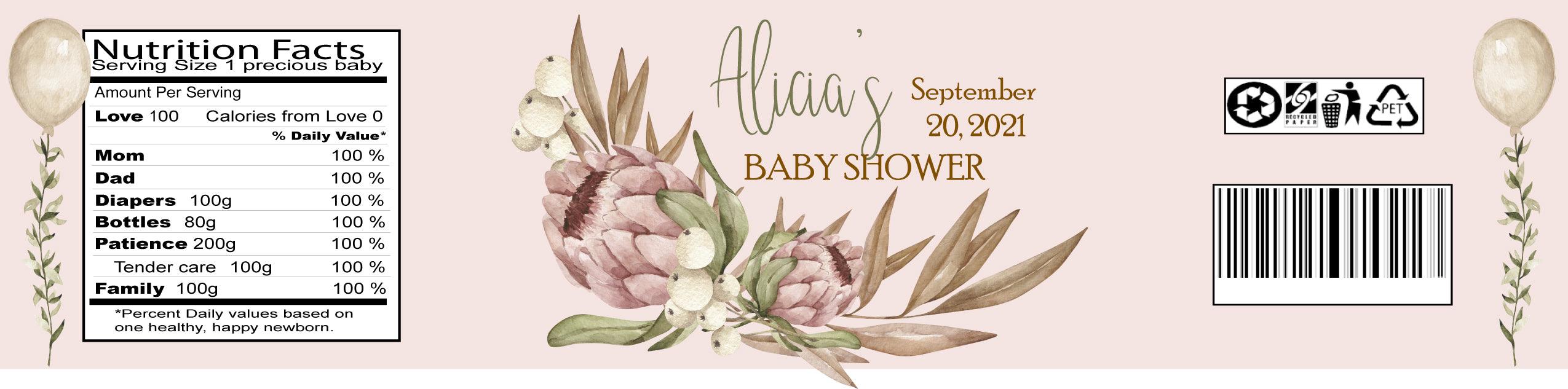 Boho Pink Baby Shower Water Bottle Labels - Custom Printable Baby Shower Stickers for Water Bottles, Cups & Party Decor - Perfect for Baby Shower Favors, Gender Reveal & Newborn Celebrations