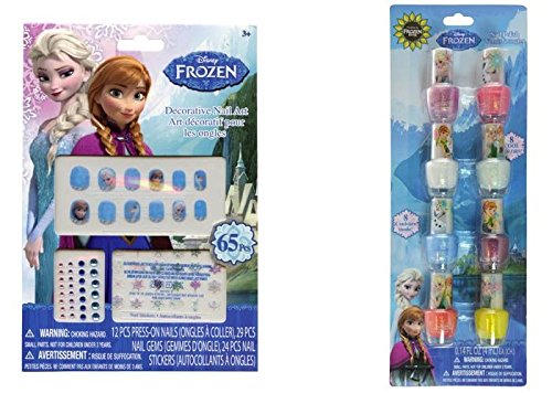 Disney Frozen Nail Art Kit with 8 Colors Nail Polish Set - Kids Nail Design for Birthday Parties, Sleepovers & Pretend Play