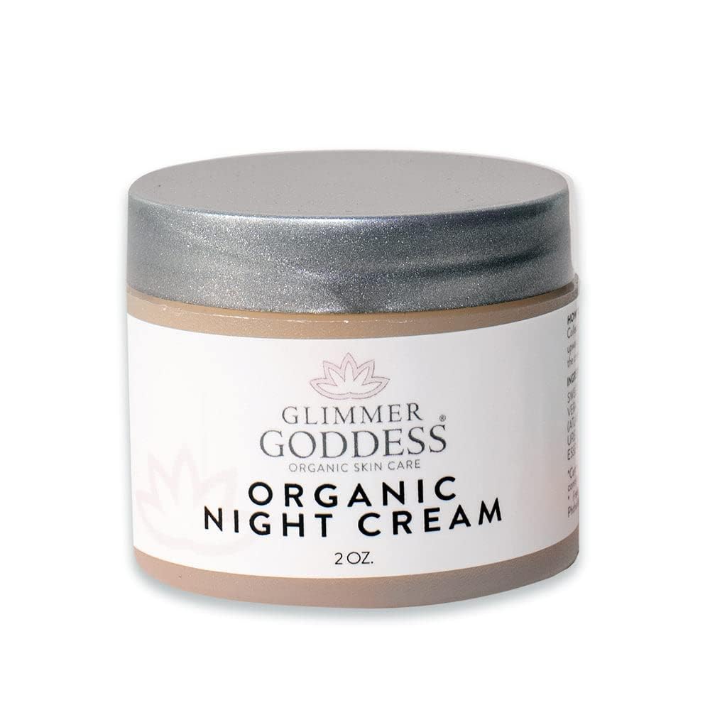 Simply Radiant Beauty Glimmer Goddess Organic Lavender Night Cream - Vegan Face Moisturizer for All Skin Types | 24-Hour Hydration, Reduces Stretch Marks | Natural Skincare (2 oz) - Perfect for Nighttime Routine & Dry Skin Relief