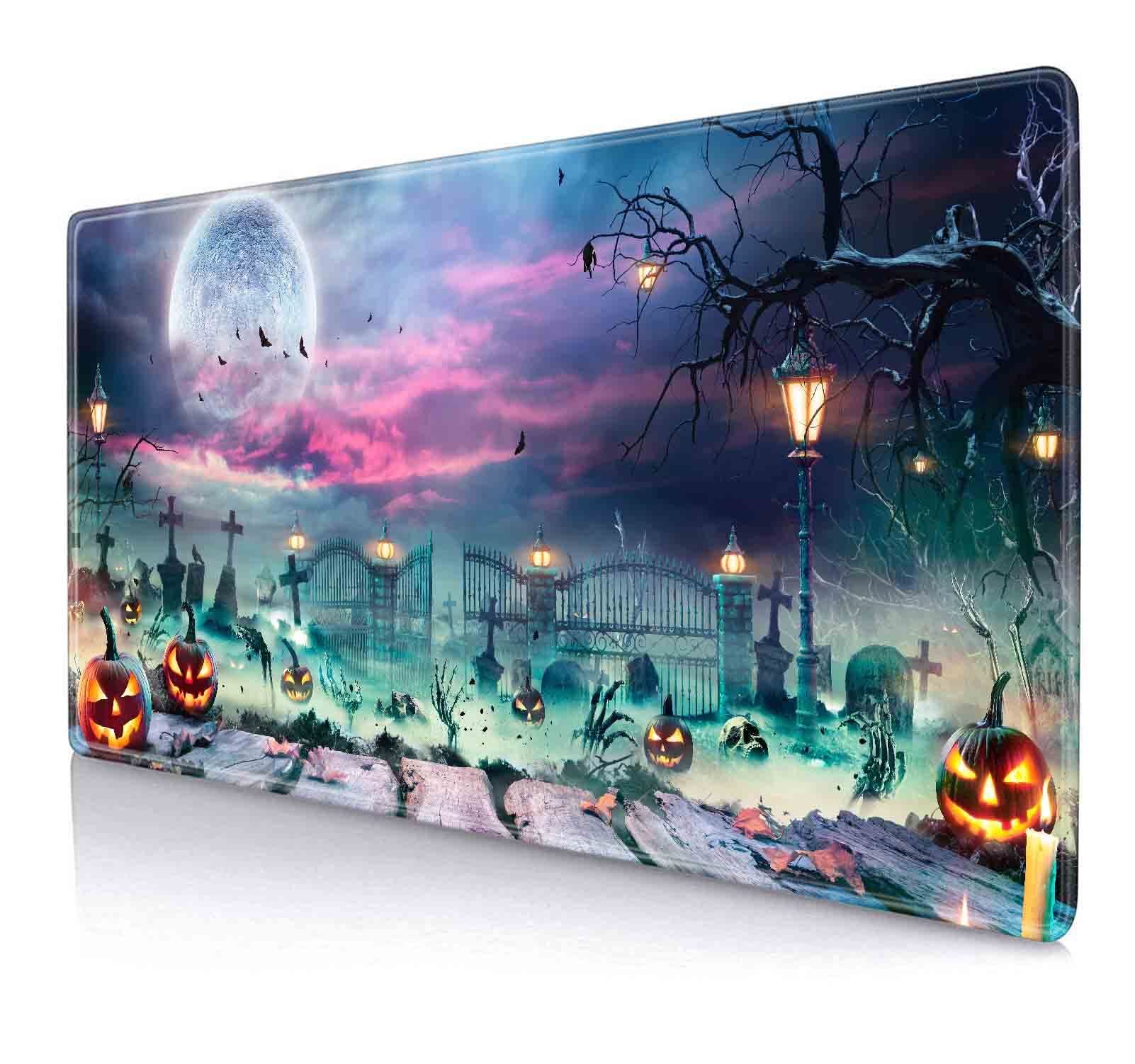 Halloween Carnival Mouse Pad - Spooky Night Large Gaming Mouse Mat with Anti-Slip Rubber Base, XXL Extended Desk Pad for PC, Laptop, Office & Gaming Setup (Perfect for Halloween Decor & Year-Round Use)