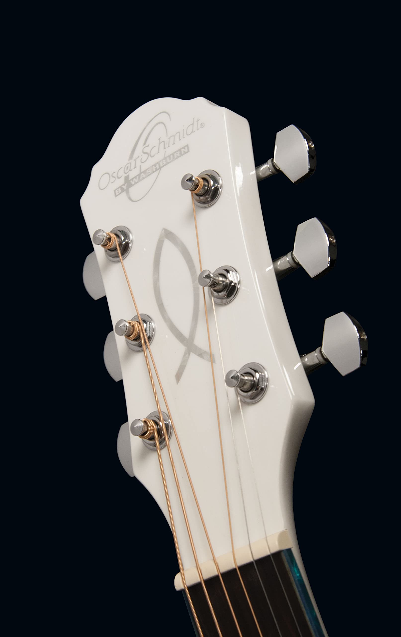 Oscar Schmidt OG10CEWH-A-U Folk Acoustic Electric Guitar with Cutaway - White | Perfect for Beginners, Live Performances & Home Practice