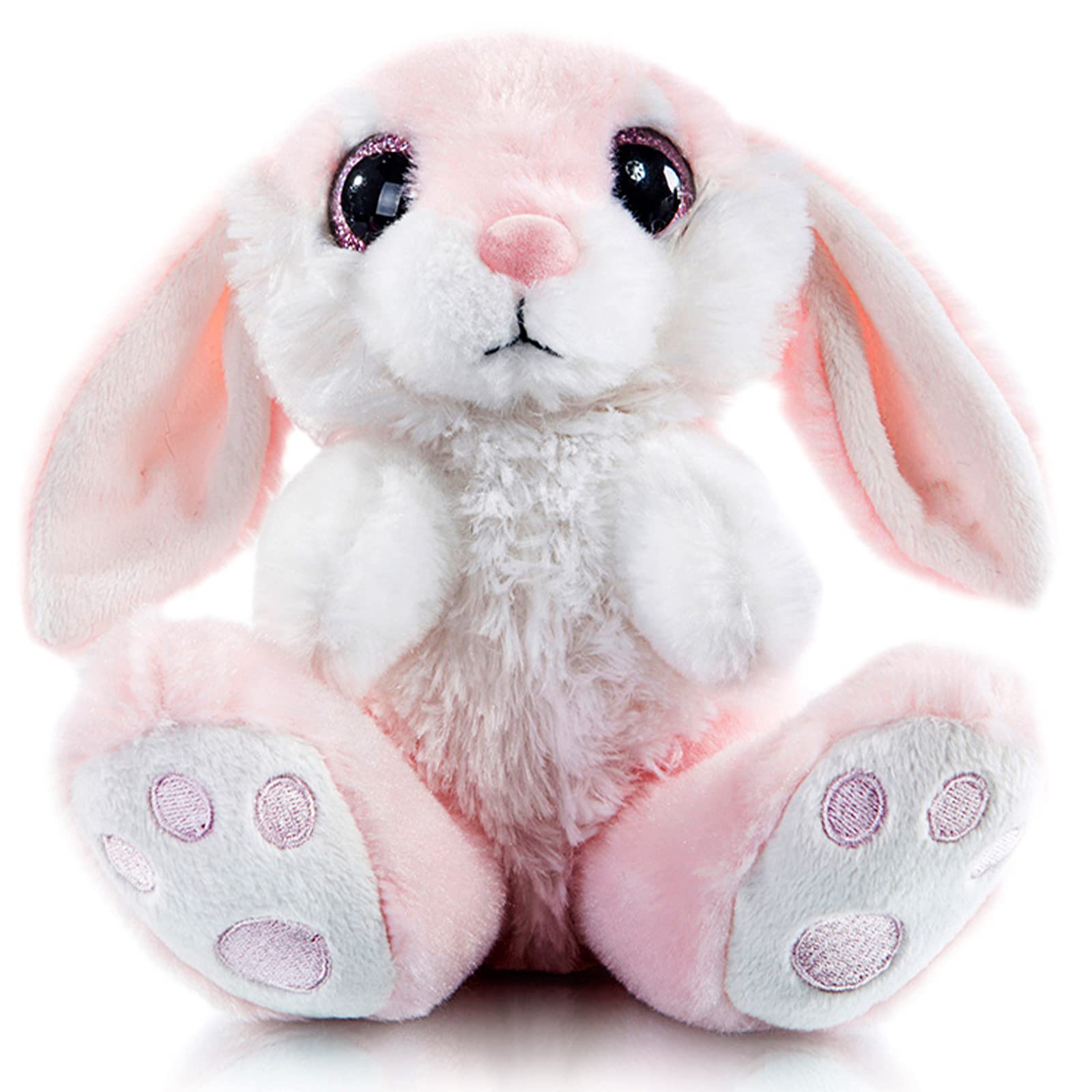 8 Inch Pink Easter Plush Bunny Stuffed Animal with Floppy Ears - Soft Cuddly Rabbit Toy for Babies, Kids, Boys & Girls | Easter Basket Stuffers, Spring Decor, Birthday Gifts