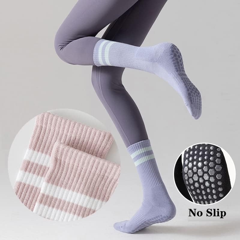 Tergy 8 Pairs Women's Non-Slip Yoga Socks with Grip - Anti-Skid Gripper Socks for Pilates, Barre, Dance & Yoga - Perfect for Studio Workouts and Home Exercise