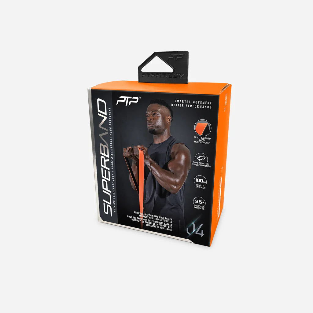 PTP Superband Heavy Resistance Band (45.5-54.5kg) - Orange Dual Exercise Bands for Strength Training, CrossFit & Home Workouts