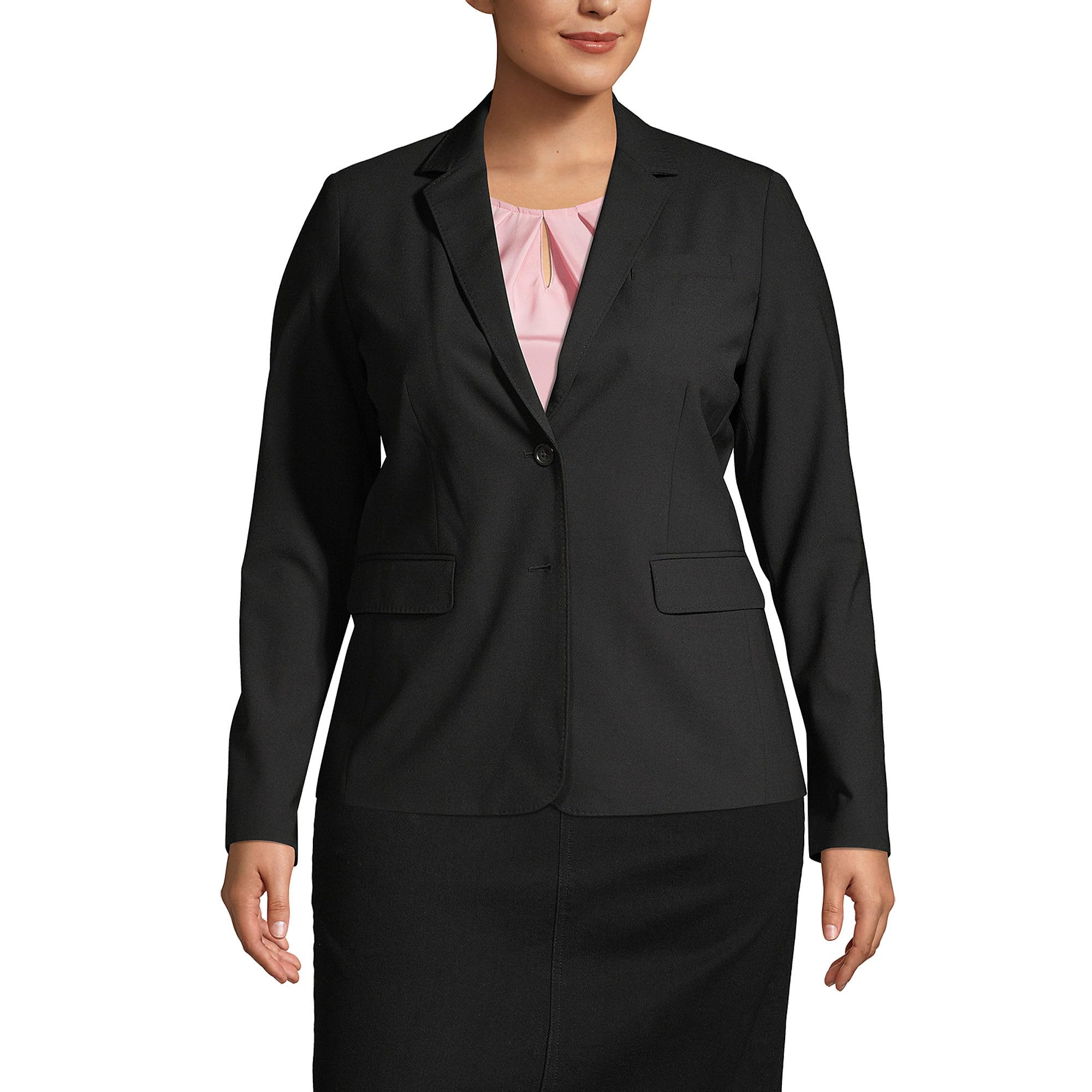 Lands' End Women's Washable Wool Blazer - Classic Two-Button Jacket for Office, Business & Professional Wear | Machine Washable & Wrinkle Resistant