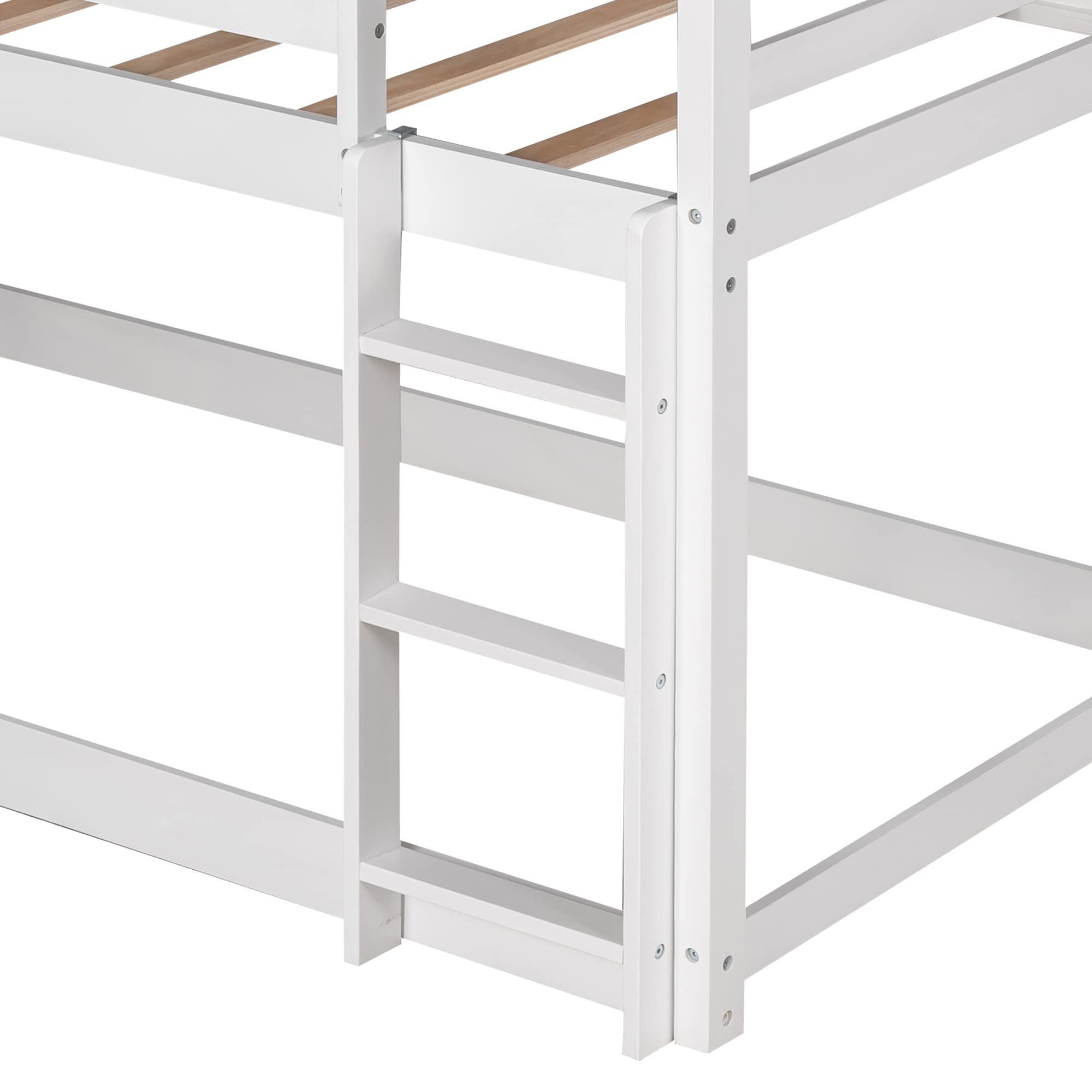 Solid Wood Triple Bunk Bed for Kids - Twin Over Twin Over Twin Bunk Bed Frame with 2 Built-in Ladders & Safety Guardrail, Convertible to Twin Bunk Beds or Loft Bed (White) - Perfect for Small Bedrooms, Kids' Rooms & Space-Saving Solutions