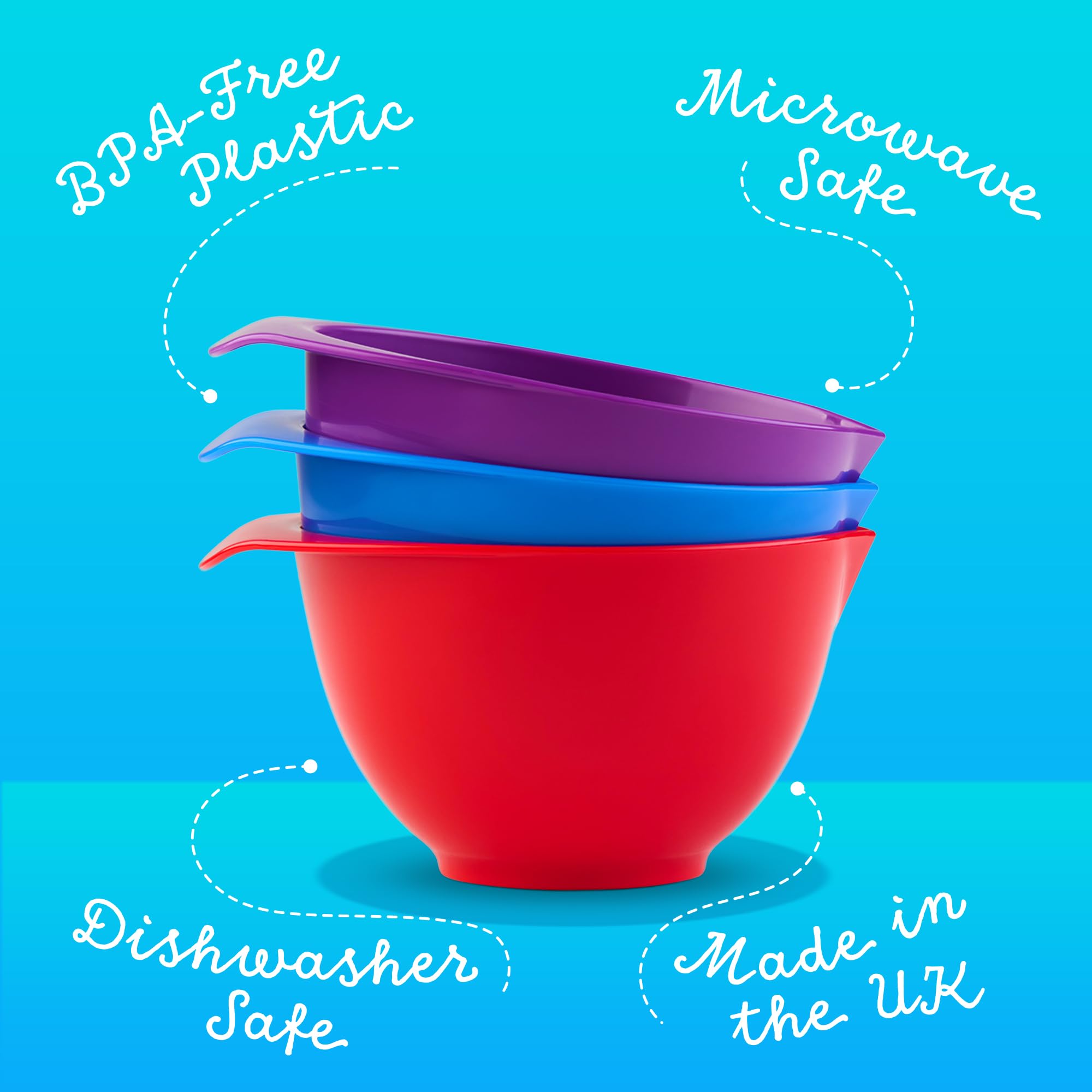 TQGEAR WePrep - 3-Piece Colorful Mixing Bowl Set (1.75-2L Each) for Meal Prep, Baking, Serving Salads, Sauces & Snacks - Perfect for Kitchen, Cooking & Food Storage