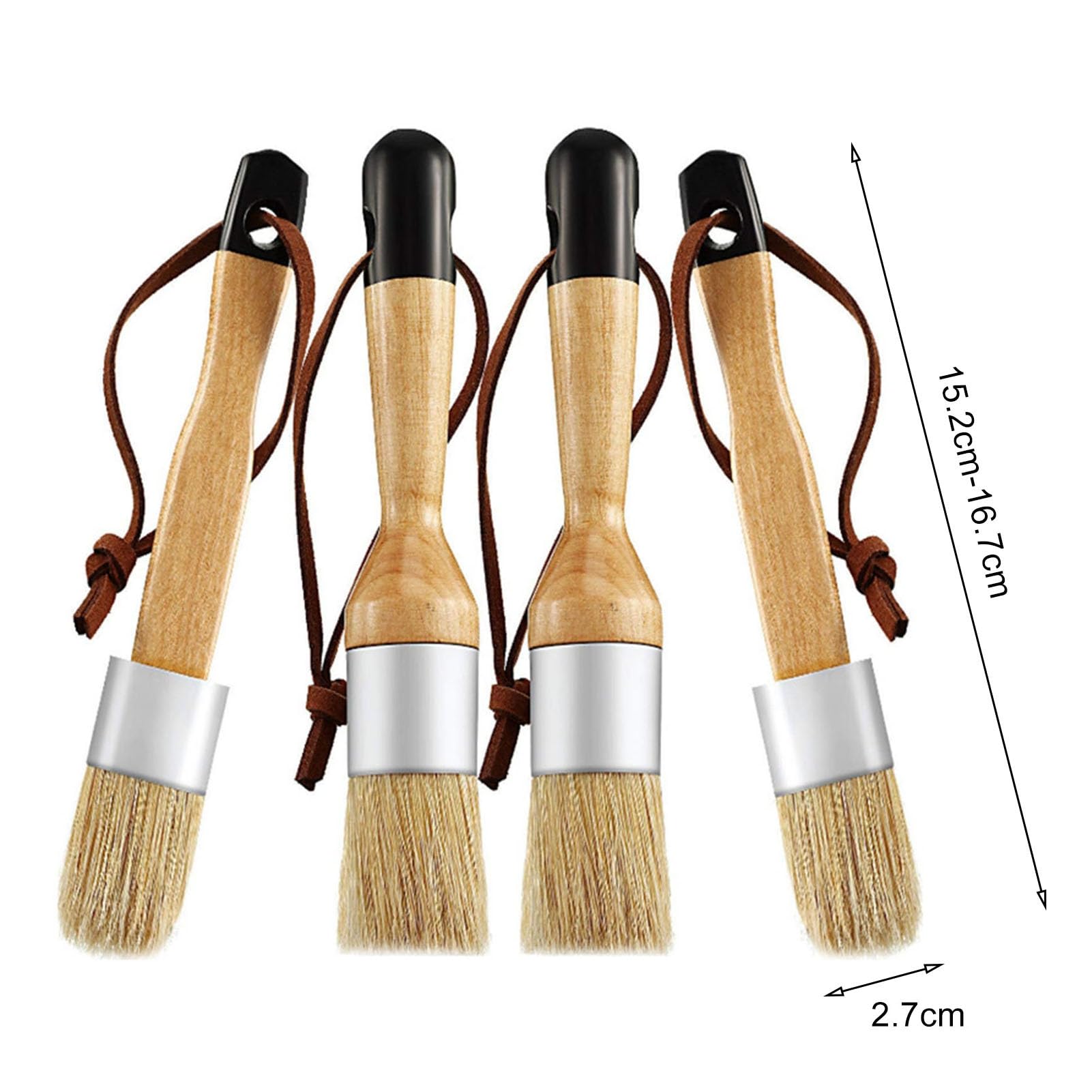 4Pcs Soft Bristle Wax Brushes for Furniture - Handheld Chalk Wax Applicator Set with Easy Operation - Perfect for DIY Home Decor, Woodworking & Chalk Painting Projects