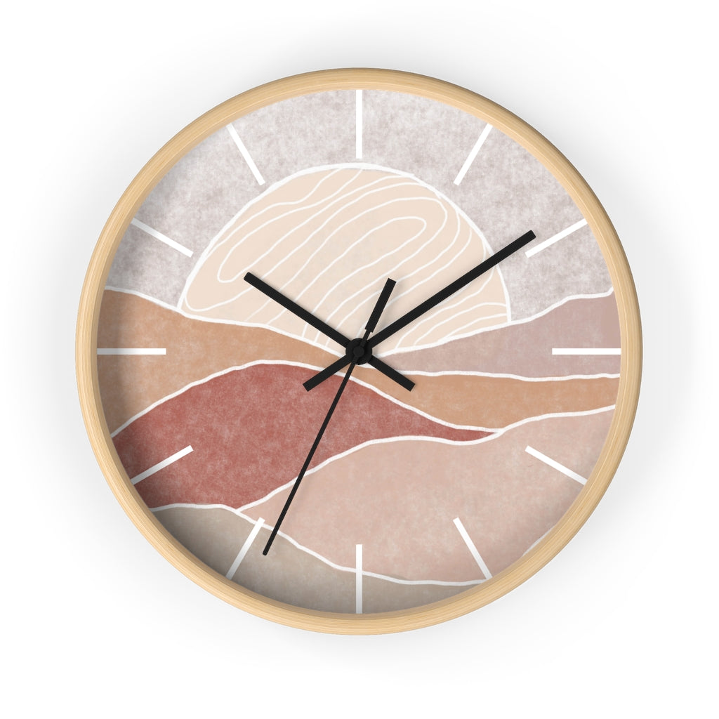 Silent Wall Clock with Sunset Modern Landscape Design - Battery Operated, No Ticking Noise - Perfect for Living Room, Bedroom, and Office Decor