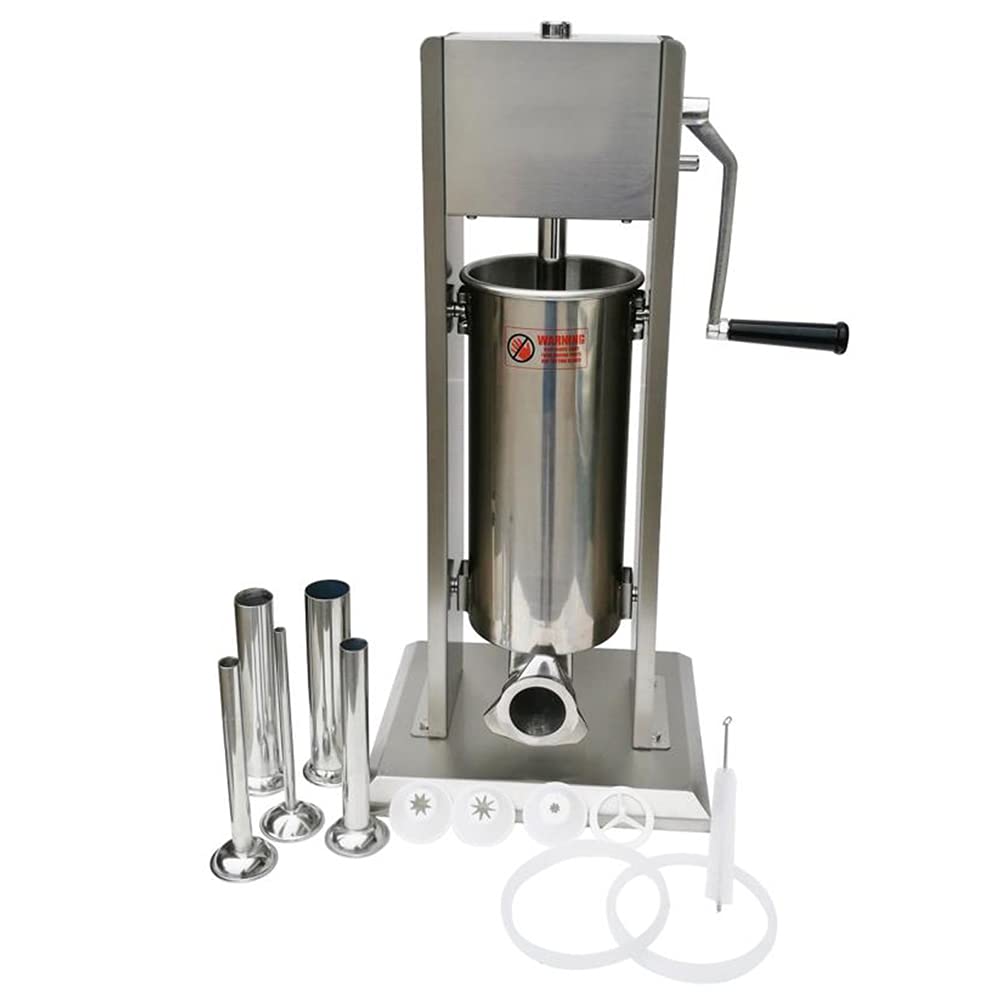 Premium Stainless Steel Vertical Sausage Stuffer - Dual Speed 11LB/5L Capacity - 2-in-1 Sausage Maker & Churro Maker for Home Kitchen & Commercial Use - Perfect for Making Homemade Sausages, Spanish Churros & More