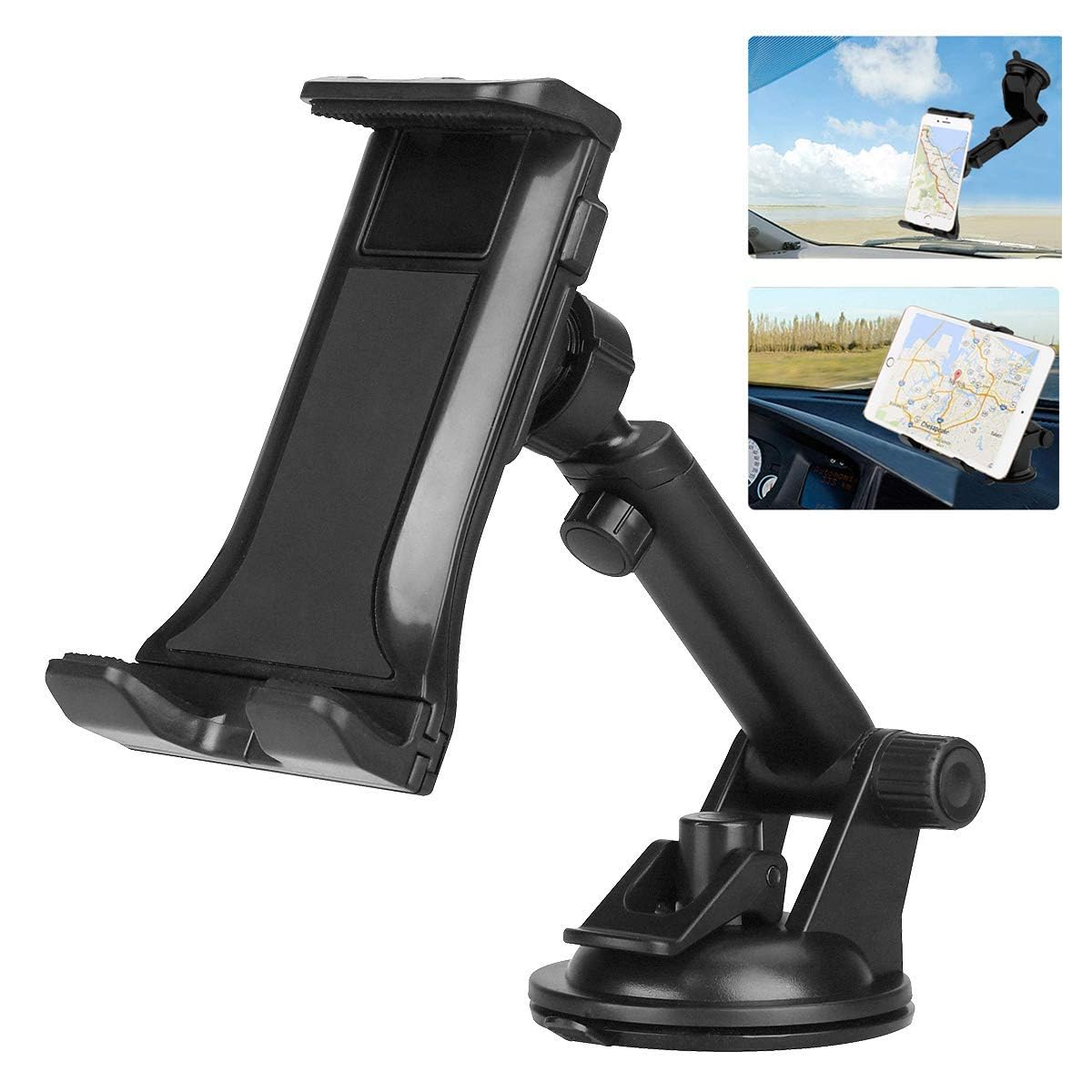 Universal 2-in-1 Car Phone Holder - Super Stable Dashboard & Windshield Mount with 360° Rotation for Smartphones, GPS & Tablets (4.5-11 inch) | Perfect for Commuting, Road Trips & Navigation