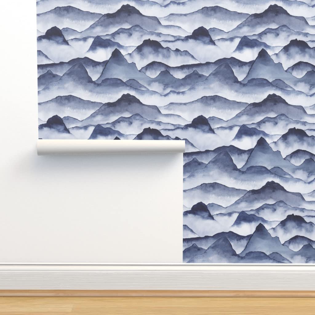 Peel & Stick Removable Wallpaper 9ft x 2ft - Mountain Nature Scenery Self-Adhesive Wall Decal for Bedroom, Living Room & Office | Easy DIY Home Decor by Spoonflower