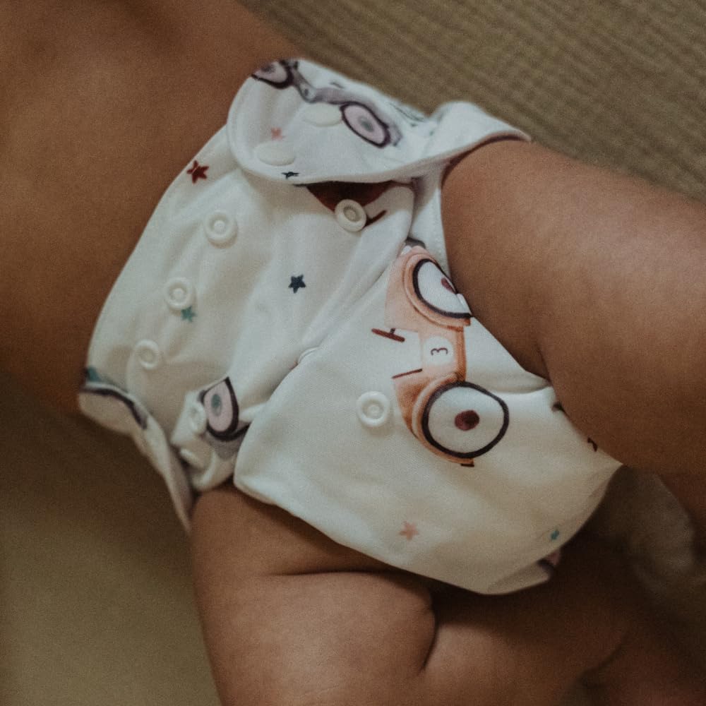 Nora's Nursery 7-Pack Cloth Diapers with Bamboo Inserts & Wet Bag - Reusable, Washable, Adjustable Pocket Diapers for Newborns to Toddlers - Waterproof, Eco-Friendly Baby Diapering Solution - Perfect for Daycare, Travel & Home Use