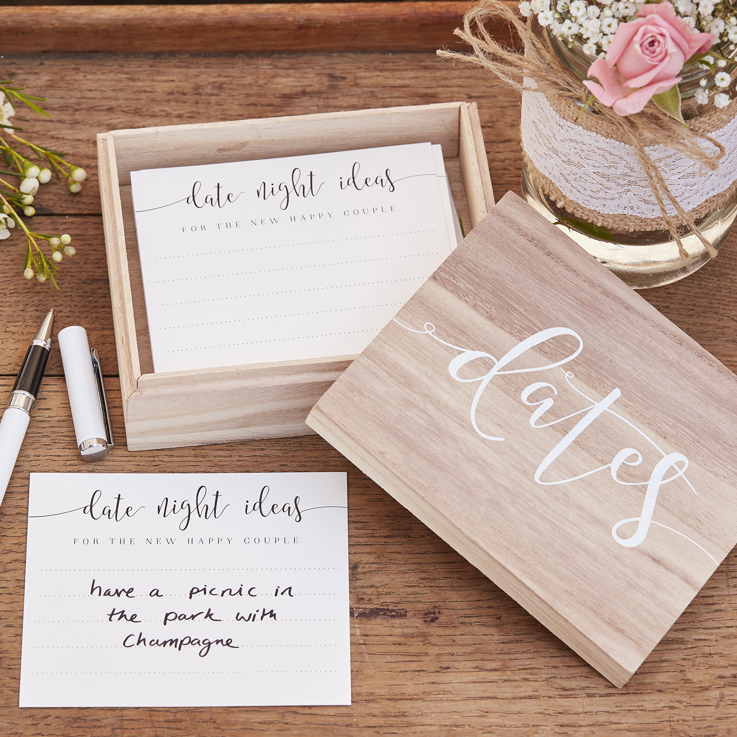 Ginger Ray Wooden Suggestion Box for Weddings - Rustic Country Style Alternative Guest Book - Perfect for Date Night Ideas, Anniversary Gifts & Bridal Showers