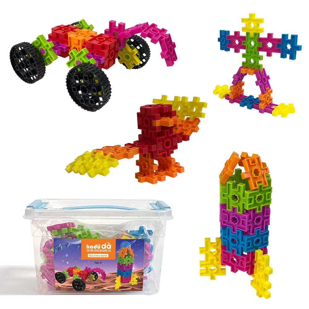KADU DA 78-Piece STEM Building Toy Set - Interconnectable Construction Blocks for Open-Ended & Imaginative Play | Perfect for Kids' STEAM Learning, Creative Development & Classroom Activities