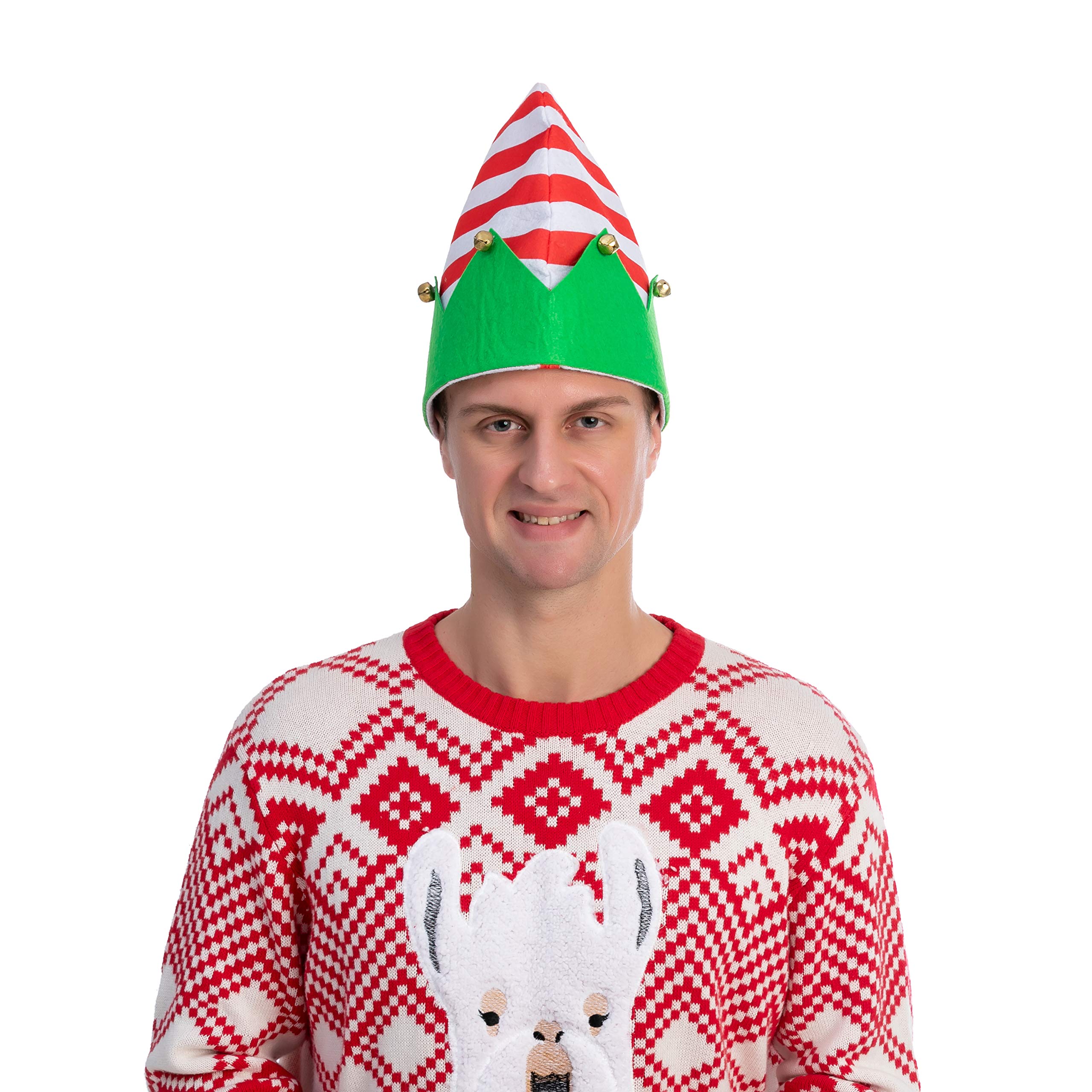 JOYIN 3 Pack Christmas Elf Hats with Jingle Bells - Festive Unisex Holiday Party Hats for Kids & Adults - Funny Xmas Costume Accessories for Holiday Parties, Family Gatherings & Christmas Photo Booths