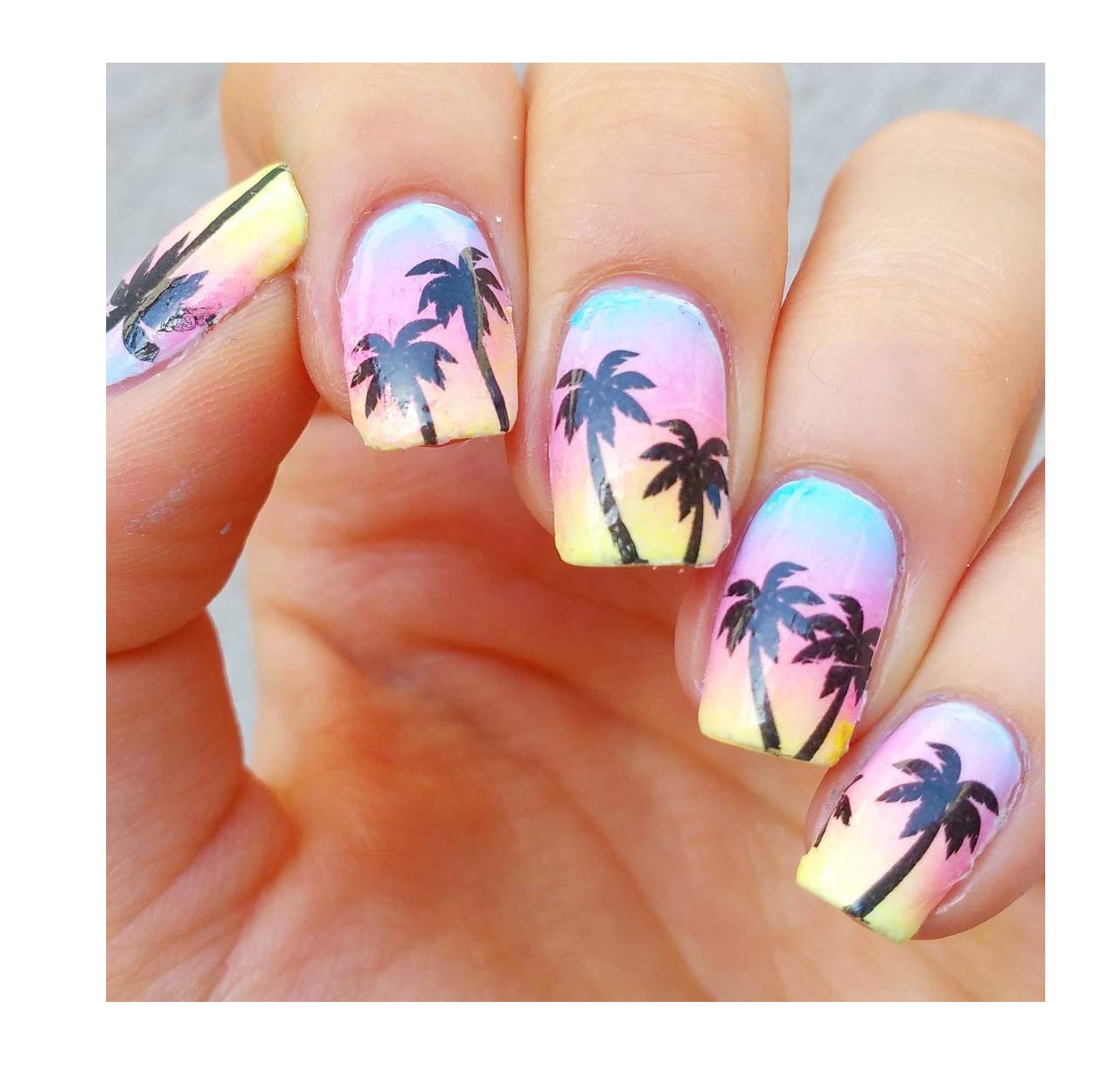 Palm Tree Nail Art Stickers - Tropical Summer Nail Decals for Women | Perfect for Beach Vacations, Pool Parties & Summer Manicures