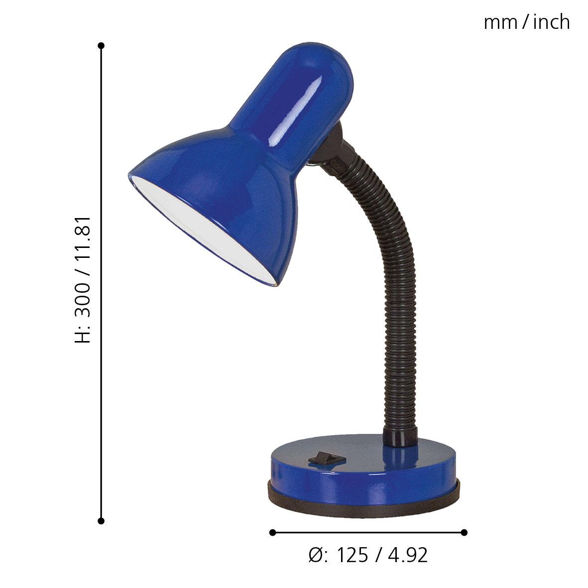Eglo Adjustable Blue Metal Desk Lamp - Modern LED Task Light for Home Office, Study & Reading - Dimmable Workspace Lighting for Desks, Tables & Nightstands