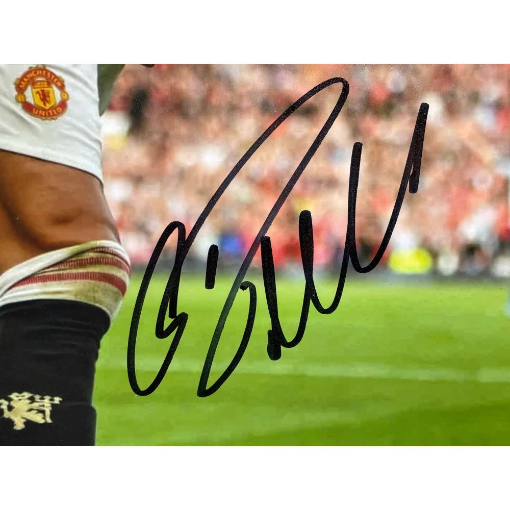 Authentic Cristiano Ronaldo Autographed Manchester United 11x14 Framed Photo with Beckett COA - Perfect for Soccer Fans, Man Utd Memorabilia Collectors & Sports Room Decor