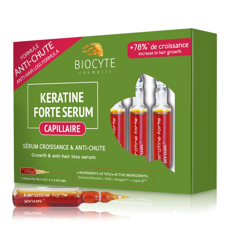 Biocyte Anti-Hair Loss Keratin Forte Serum - 5 Ampoules for Thicker, Stronger Hair | Hair Growth Treatment for Women & Men | Perfect for Daily Use & Hair Care Routine