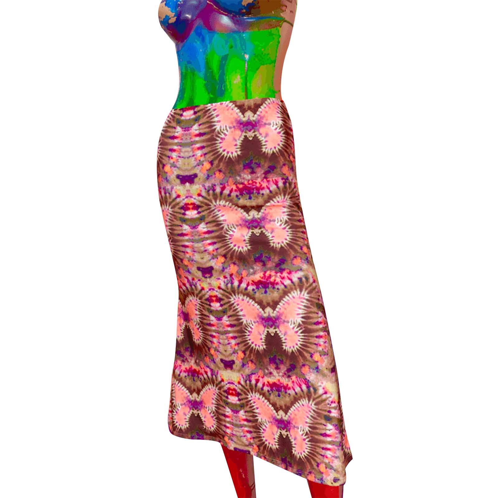 Women's High Waist Bohemian A-Line Midi Skirt - Y2K E-Girl Streetwear Summer Fashion Skirt for Beach, Music Festivals & Casual Outfits