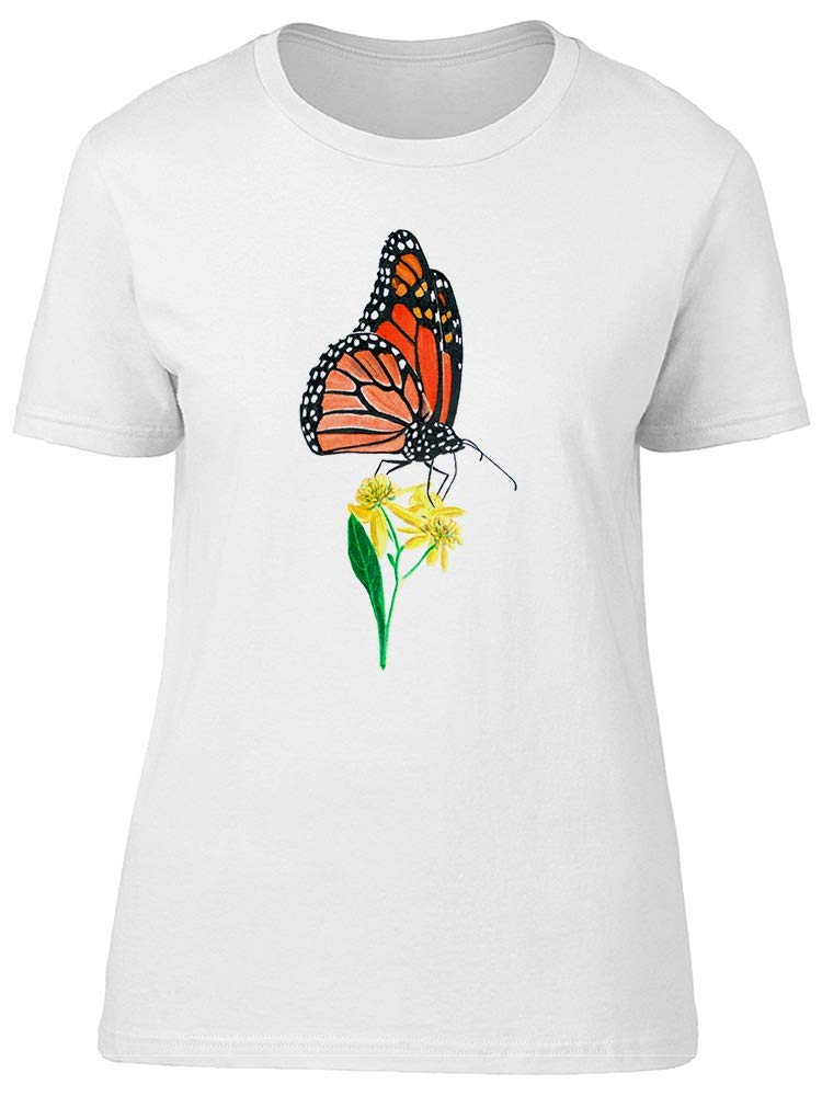Monarch Butterfly Oil Painting T-Shirt for Women - Artistic Floral Tee for Casual Wear & Summer Outfits