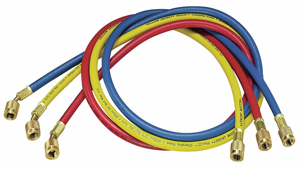 High-Quality 60-Inch Manifold Hose Set in Red, Yellow & Blue - Perfect for Plumbing, Hydraulic Systems & Industrial Applications