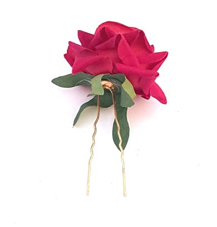ALIBA COLLECTION Velvet Rose Flower Hair Pins for Women & Girls - 4 Piece Set | Bridal Hair Accessories for Weddings, Parties & Baby Showers | Elegant Hair Clips for Special Occasions & Daily Wear