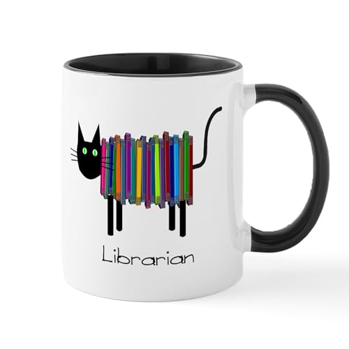 White/Black Inside - Librarian Book Cat Mug