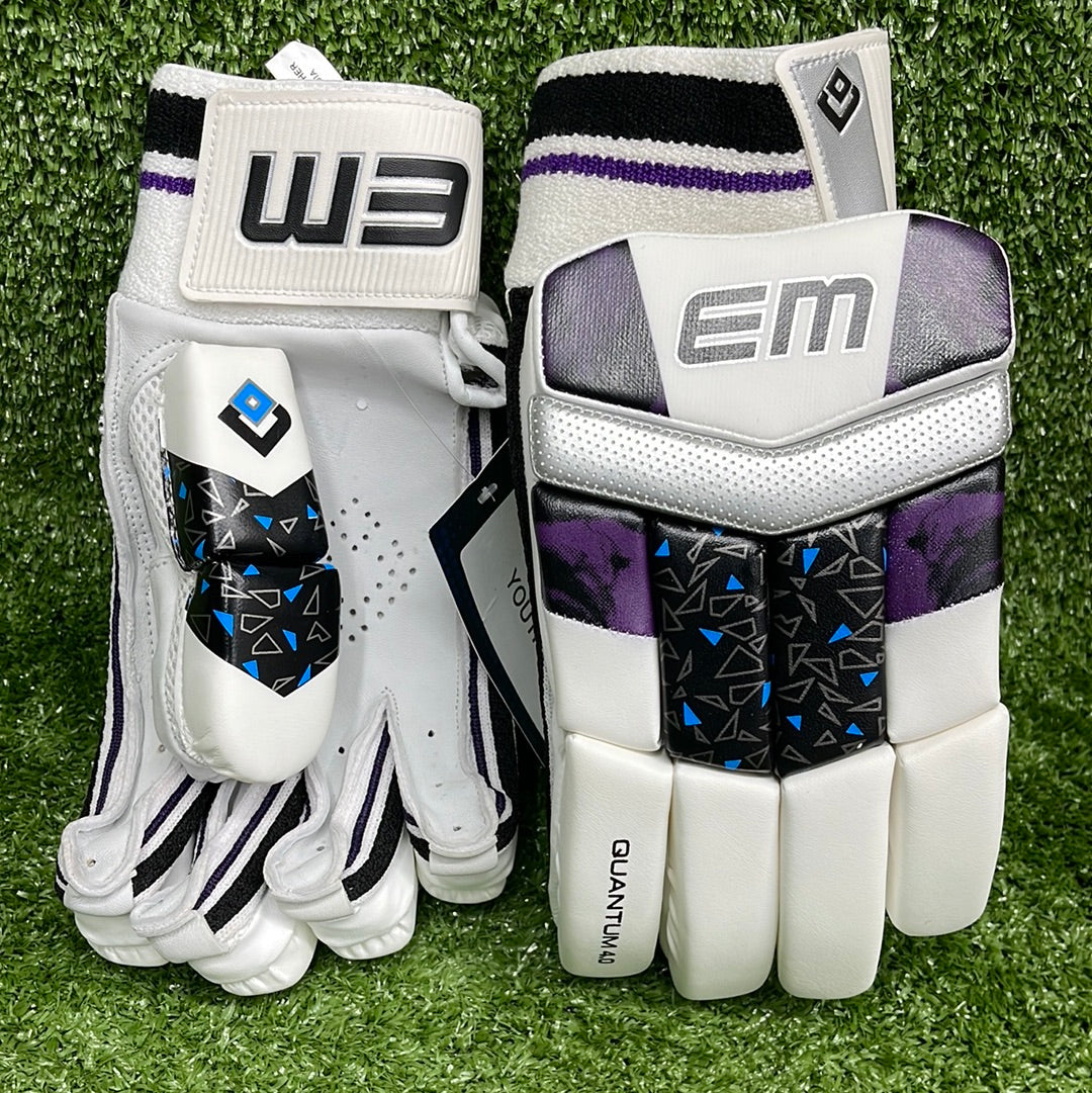 EM Quantum 4.0 Cricket Batting Gloves for Adults - Premium Leather Protection with Enhanced Grip - Perfect for Professional Matches & Training Sessions