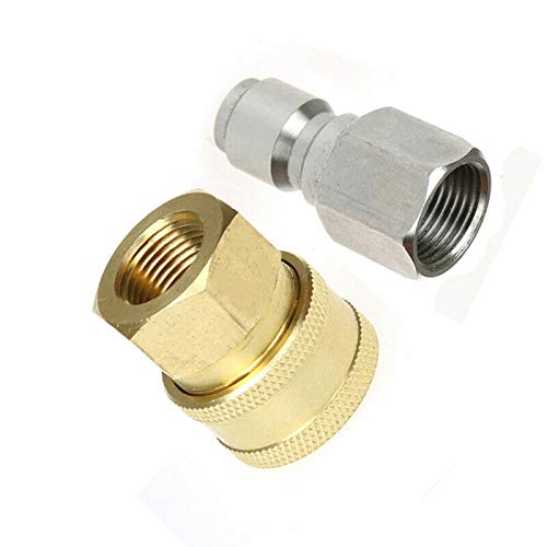 High Pressure Washer Adapter - G3/8 to 3/8 Quick Connect Coupling Set (2 Pack) - Male & Female Quick Release Connector for Garden Hose, Car Wash Spray Gun - Perfect for Pressure Washing, Auto Detailing & Outdoor Cleaning