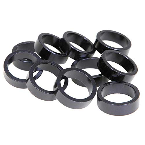 EVO Alloy Headset Spacers 28.6mm Black 5mm (10 Pack) - Bicycle Stem Riser Spacers for MTB Road Bike Handlebar Adjustment