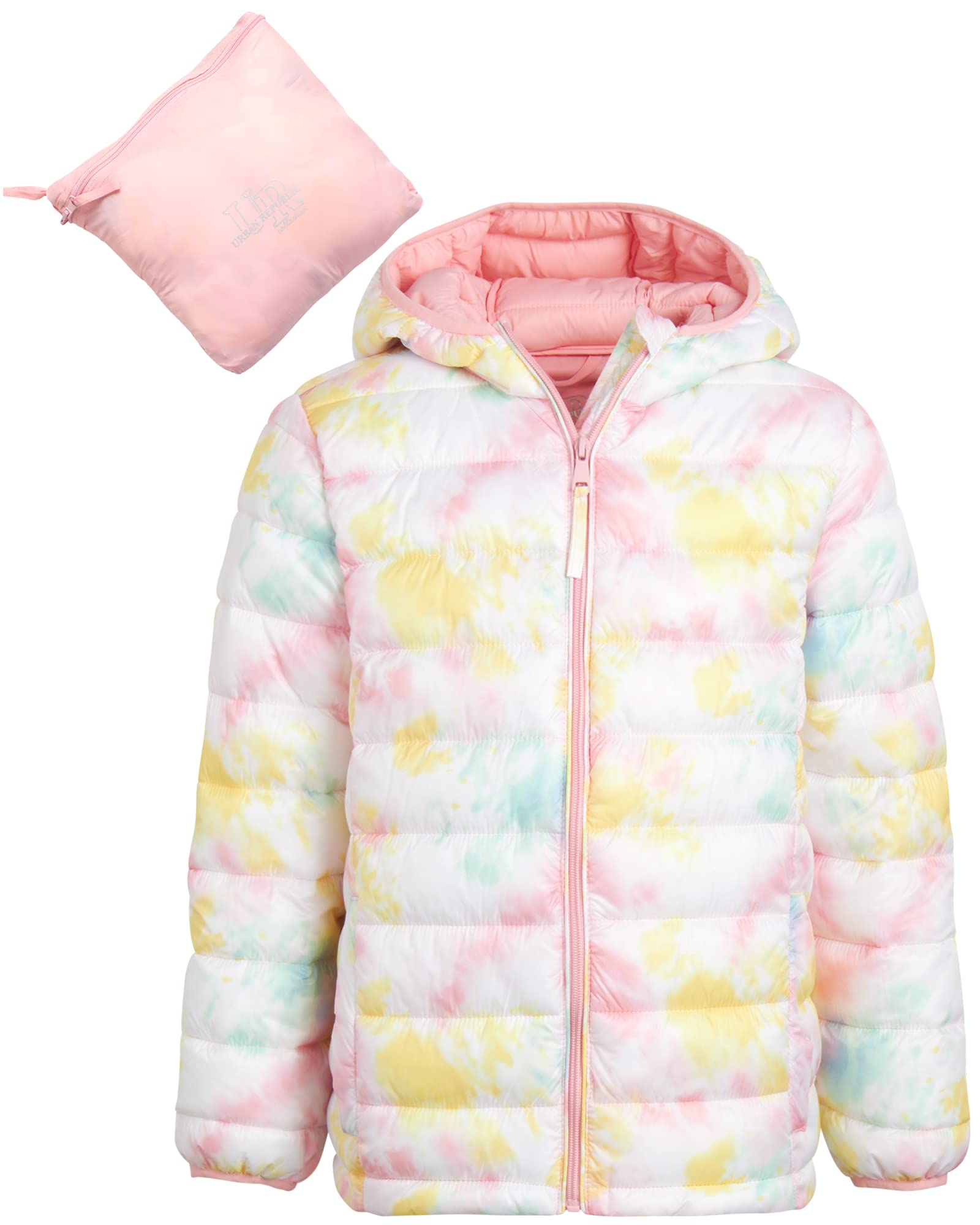 URBAN REPUBLIC Girls' Packable Water-Resistant Puffer Jacket - Lightweight Windbreaker Bubble Coat for School, Outdoor & Winter Activities