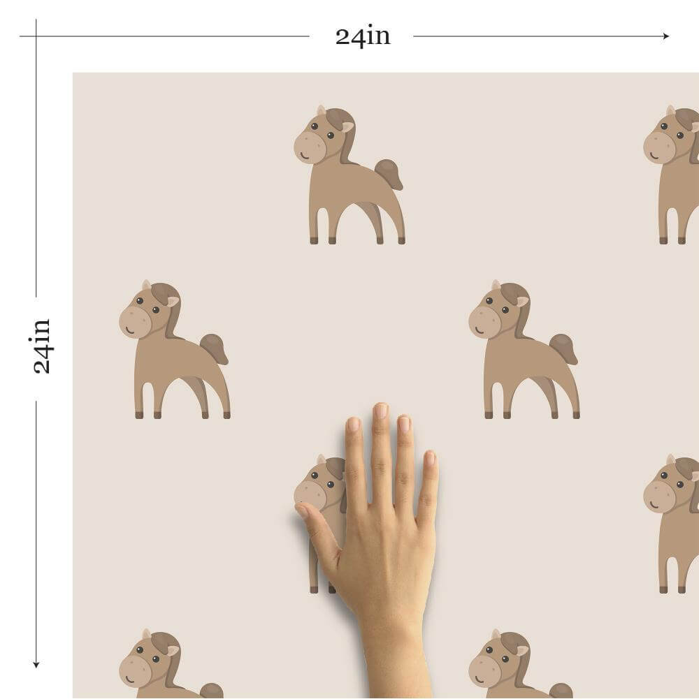 Beige and Brown Motif Children's Peel and Stick Removable Wallpaper 0572 - Easy DIY Nursery Decor for Kids' Room & Playroom
